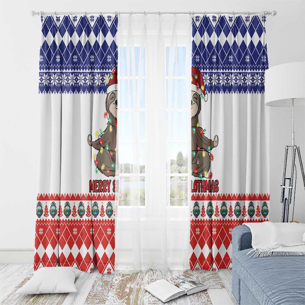 Costa Rica Christmas Window Curtain Merry Slothmas - Wonder Print Shop