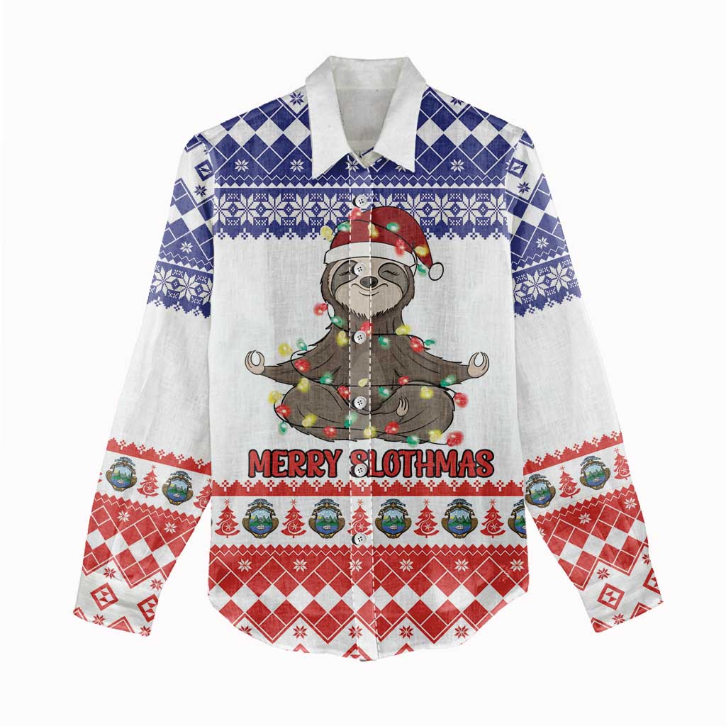 Costa Rica Christmas Women Casual Shirt Merry Slothmas - Wonder Print Shop