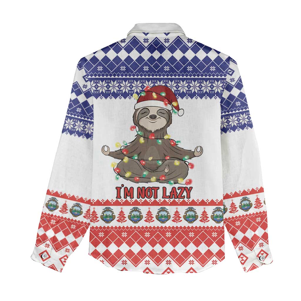 Costa Rica Christmas Women Casual Shirt Merry Slothmas - Wonder Print Shop