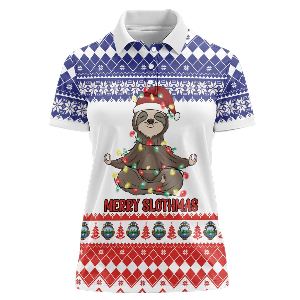 Costa Rica Christmas Women Polo Shirt Merry Slothmas - Wonder Print Shop