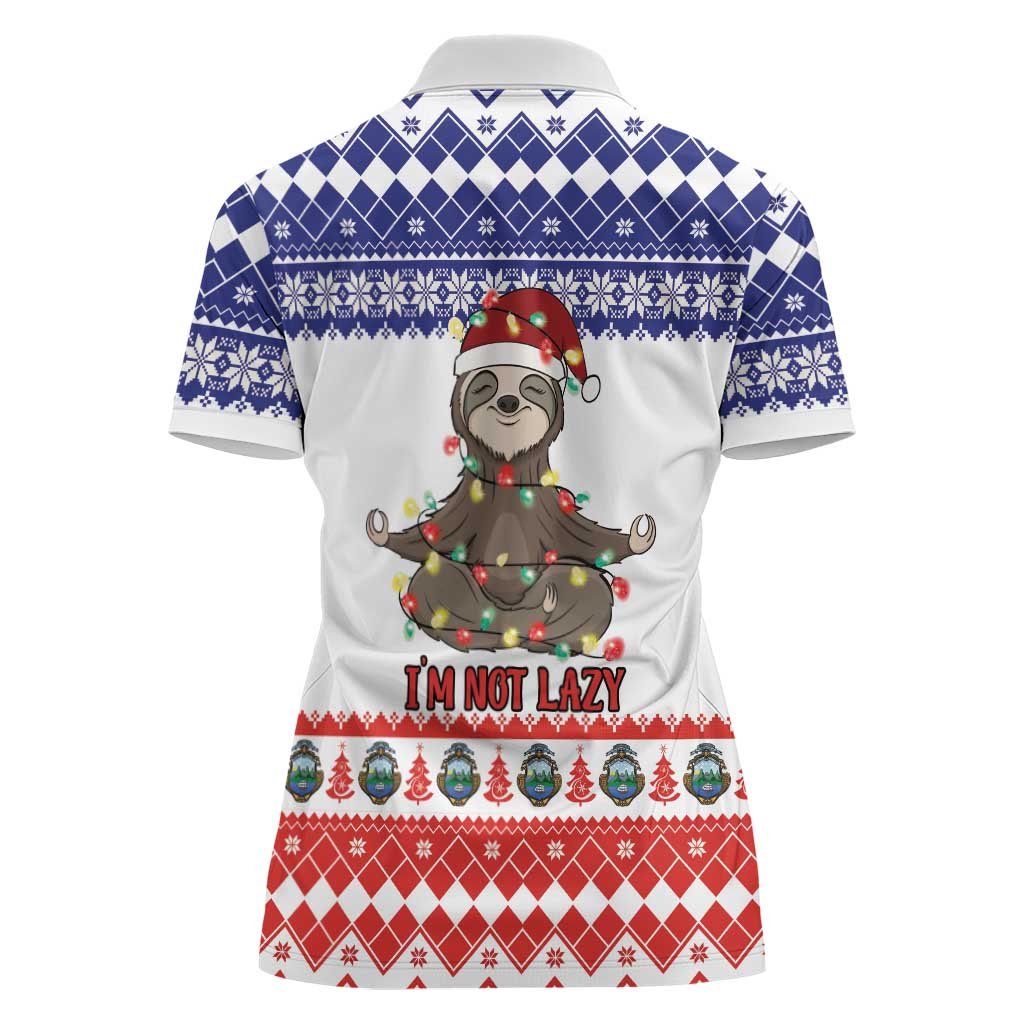 Costa Rica Christmas Women Polo Shirt Merry Slothmas - Wonder Print Shop