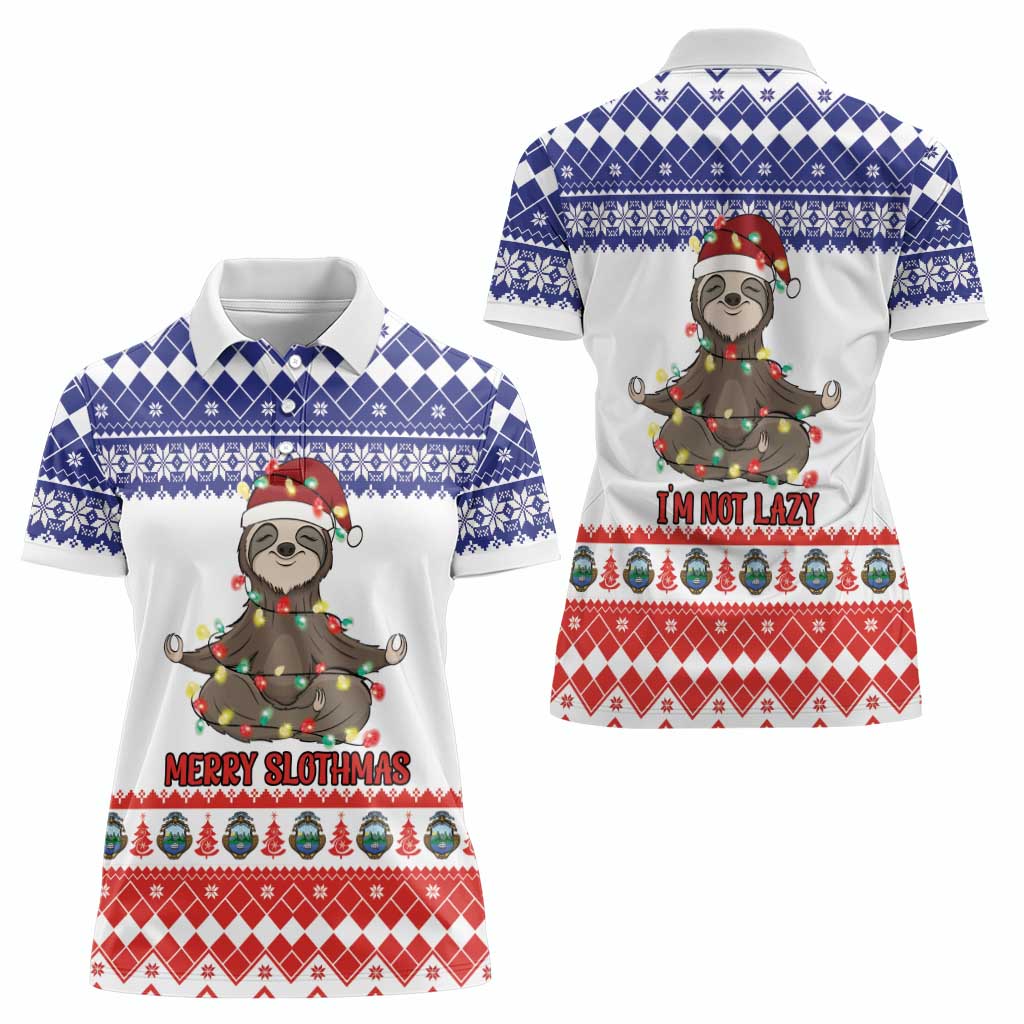 Costa Rica Christmas Women Polo Shirt Merry Slothmas - Wonder Print Shop