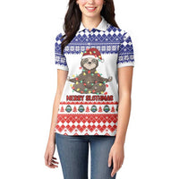 Costa Rica Christmas Women Polo Shirt Merry Slothmas - Wonder Print Shop