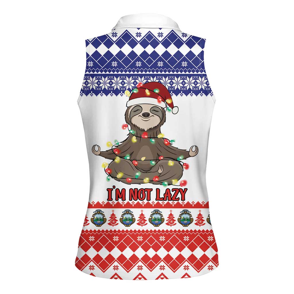 Costa Rica Christmas Women Sleeveless Polo Shirt Merry Slothmas - Wonder Print Shop