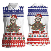 Costa Rica Christmas Women Sleeveless Polo Shirt Merry Slothmas - Wonder Print Shop