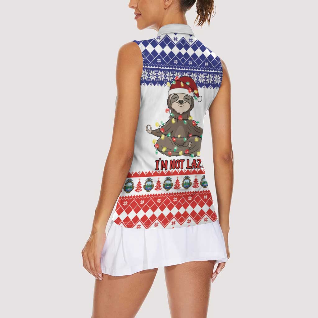 Costa Rica Christmas Women Sleeveless Polo Shirt Merry Slothmas - Wonder Print Shop