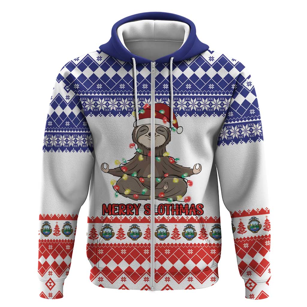 Costa Rica Christmas Zip Hoodie Merry Slothmas - Wonder Print Shop