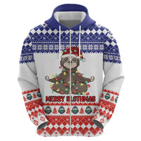 Costa Rica Christmas Zip Hoodie Merry Slothmas - Wonder Print Shop