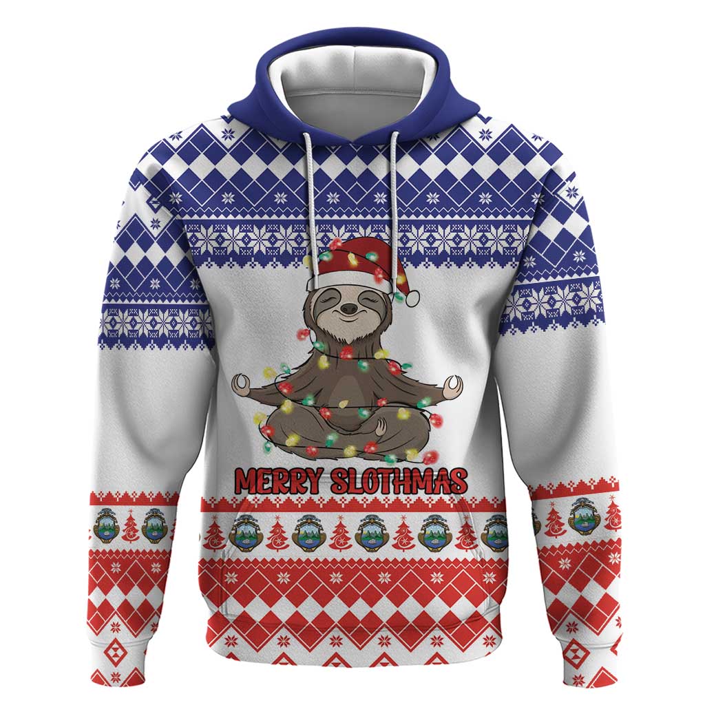 Costa Rica Christmas Zip Hoodie Merry Slothmas - Wonder Print Shop