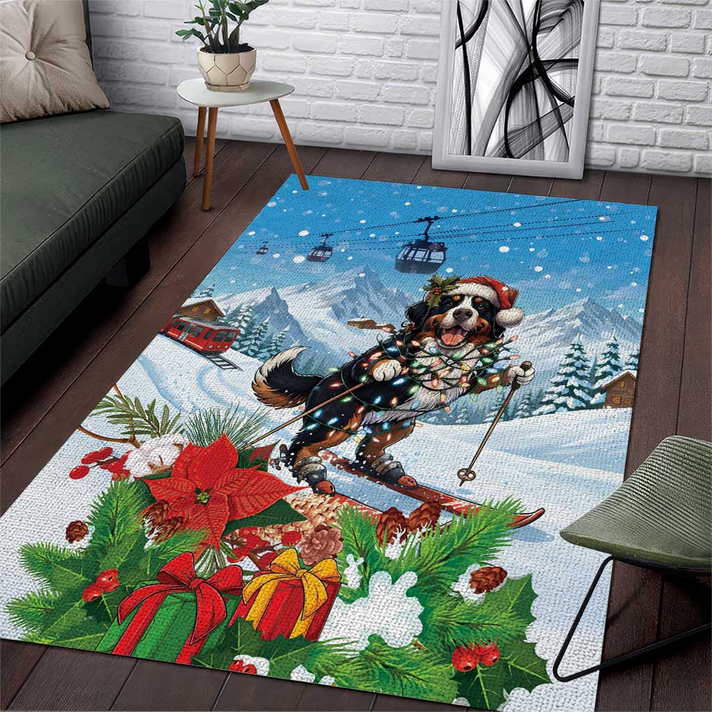 Switzerland Christmas Area Rug Merry Swissmas Bernese Mountain Dog - Wonder Print Shop