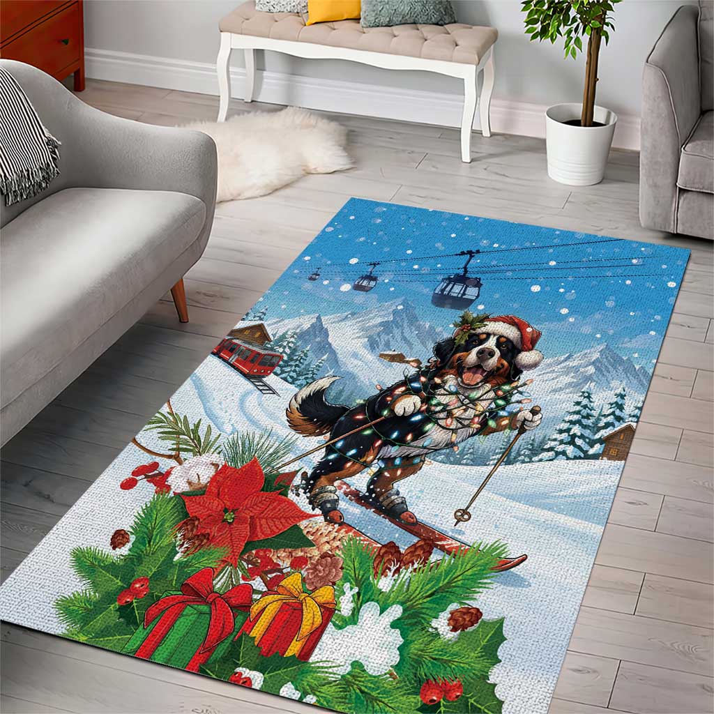 Switzerland Christmas Area Rug Merry Swissmas Bernese Mountain Dog - Wonder Print Shop