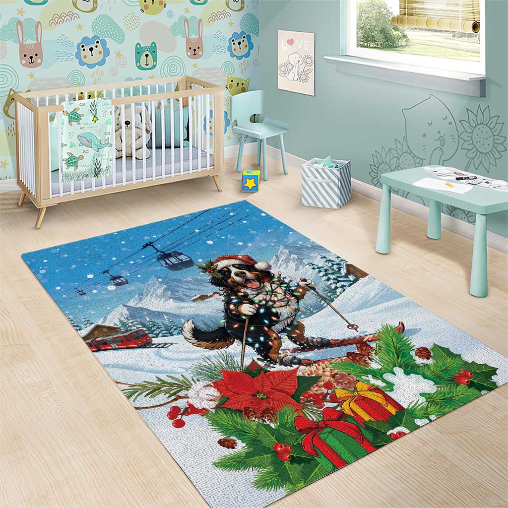 Switzerland Christmas Area Rug Merry Swissmas Bernese Mountain Dog - Wonder Print Shop