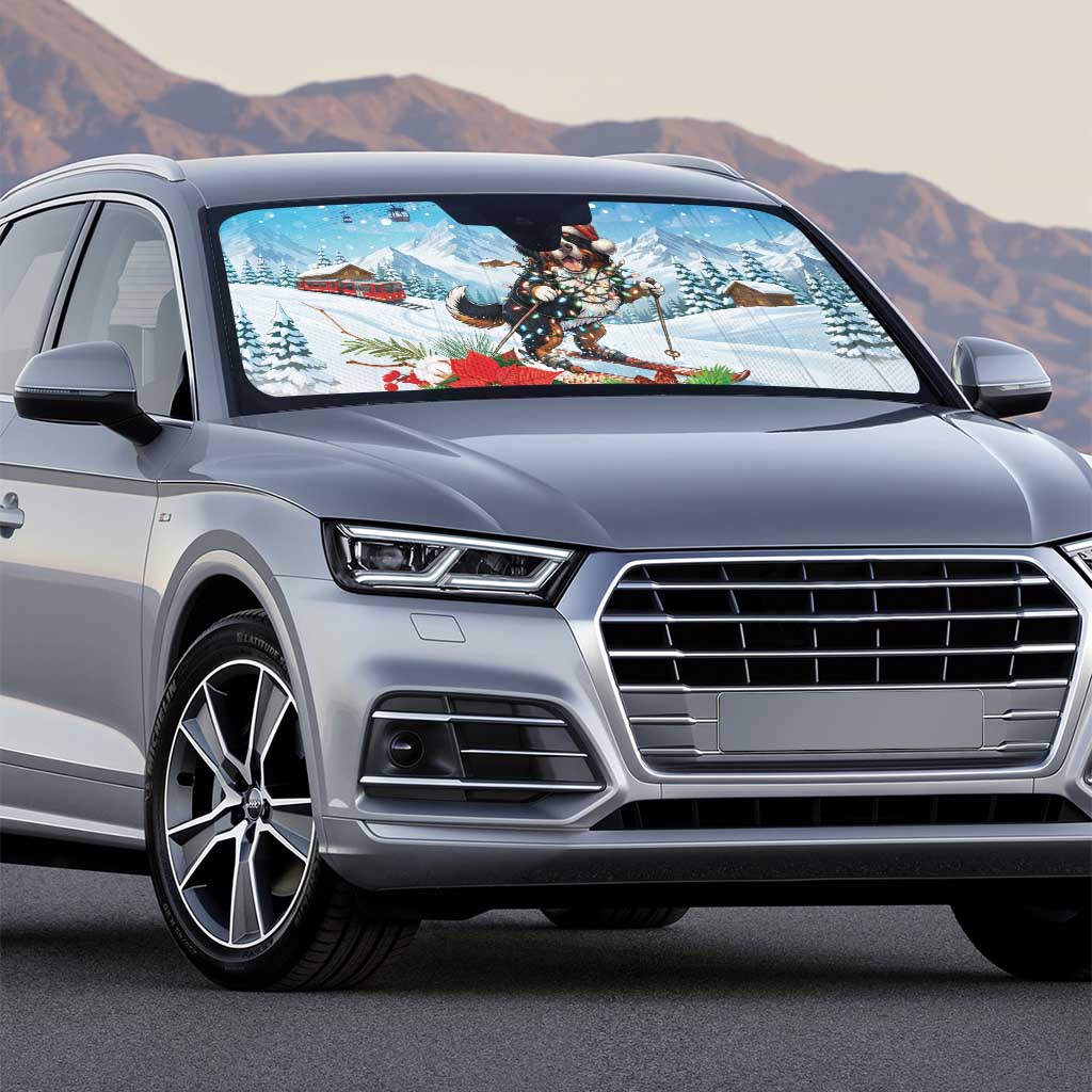 Switzerland Christmas Auto Sun Shade Merry Swissmas Bernese Mountain Dog - Wonder Print Shop