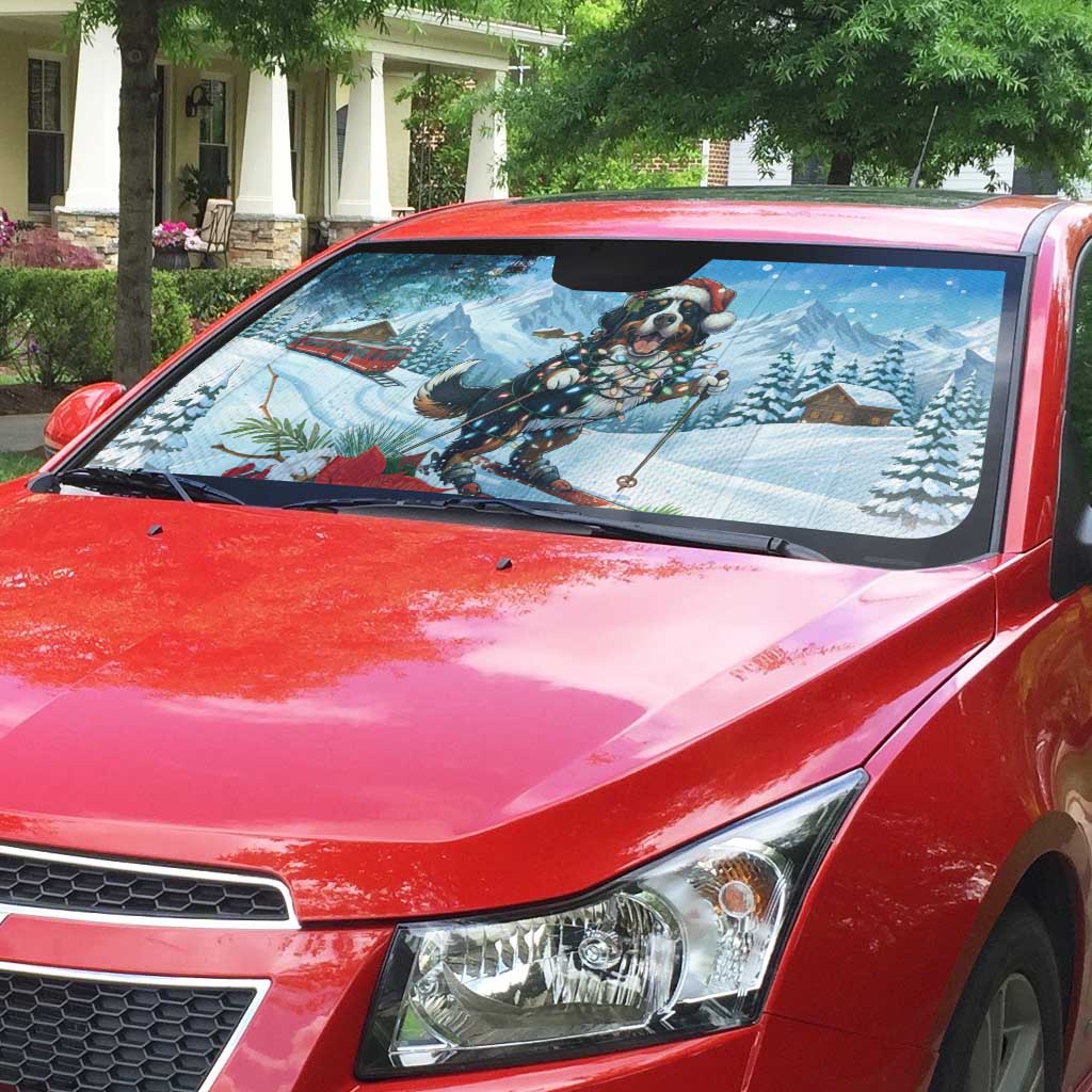 Switzerland Christmas Auto Sun Shade Merry Swissmas Bernese Mountain Dog - Wonder Print Shop