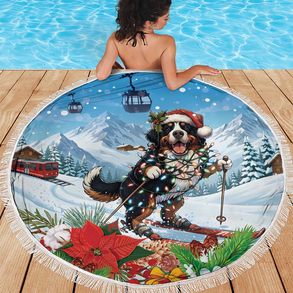 Switzerland Christmas Beach Blanket Merry Swissmas Bernese Mountain Dog - Wonder Print Shop