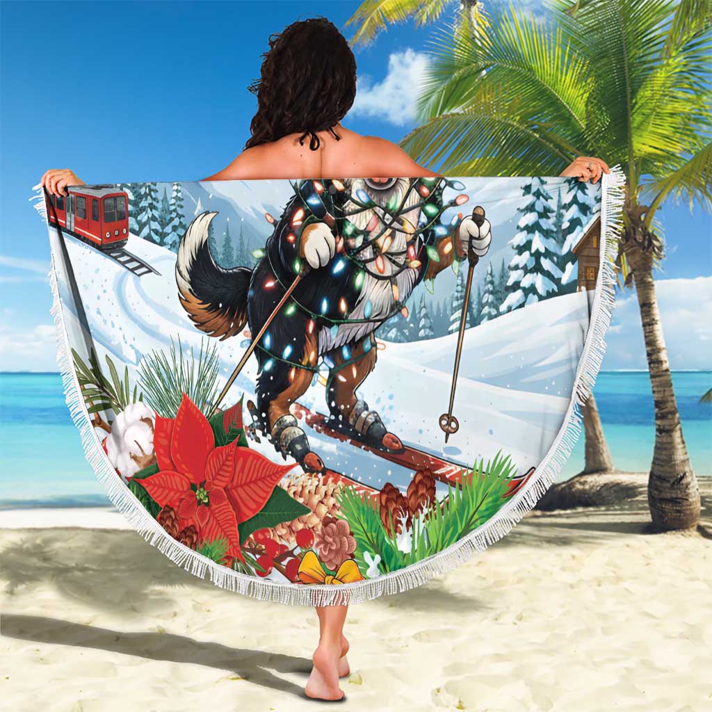 Switzerland Christmas Beach Blanket Merry Swissmas Bernese Mountain Dog - Wonder Print Shop