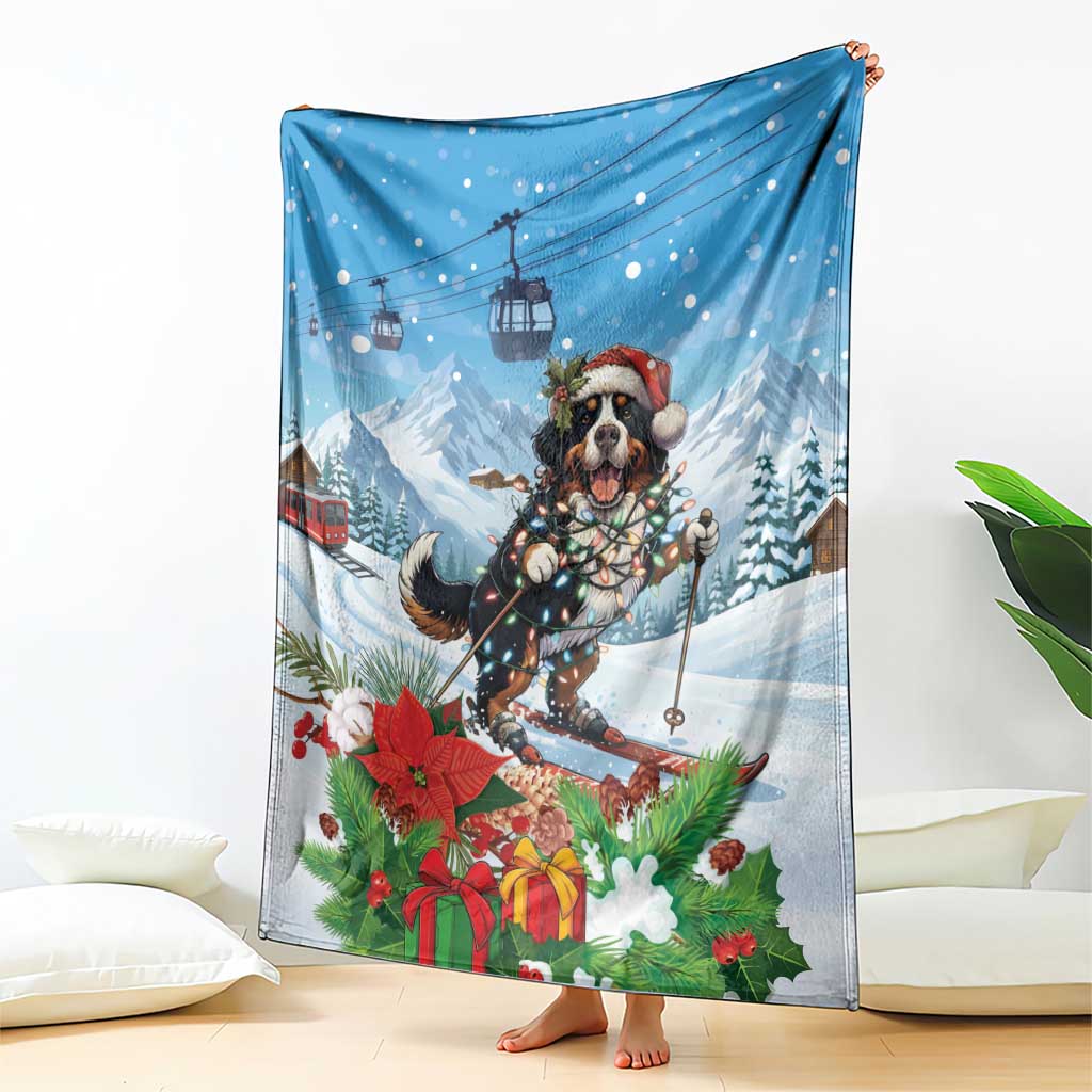 Switzerland Christmas Blanket Merry Swissmas Bernese Mountain Dog - Wonder Print Shop