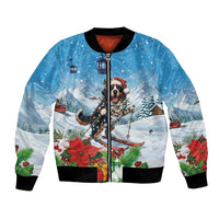Switzerland Christmas Bomber Jacket Merry Swissmas Bernese Mountain Dog - Wonder Print Shop