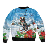 Switzerland Christmas Bomber Jacket Merry Swissmas Bernese Mountain Dog - Wonder Print Shop