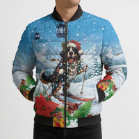 Switzerland Christmas Bomber Puffer Jacket Merry Swissmas Bernese Mountain Dog - Wonder Print Shop