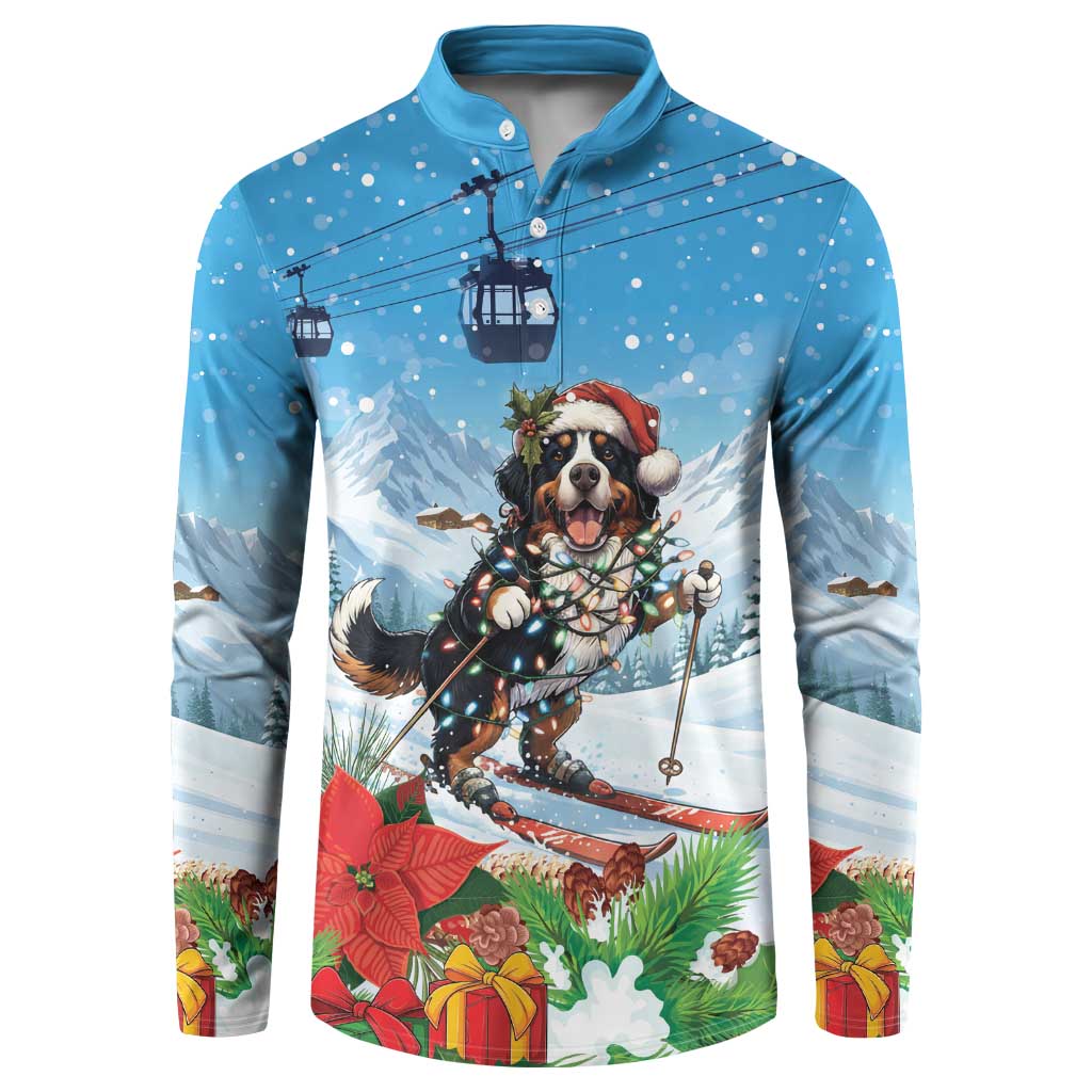 Switzerland Christmas Button Sweatshirt Merry Swissmas Bernese Mountain Dog - Wonder Print Shop
