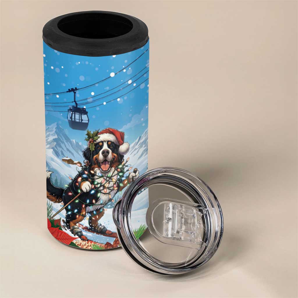 Switzerland Christmas 4 in 1 Can Cooler Tumbler Merry Swissmas Bernese Mountain Dog - Wonder Print Shop