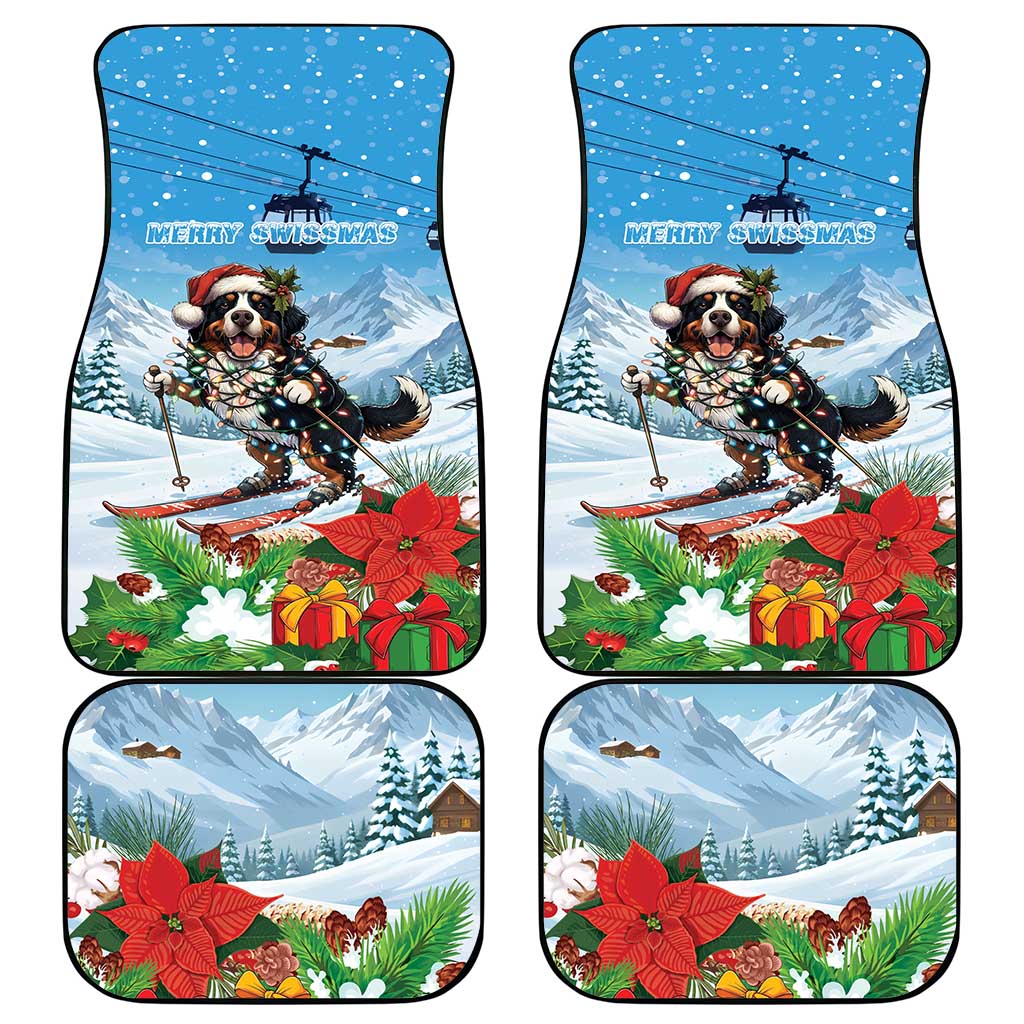 Switzerland Christmas Car Mats Merry Swissmas Bernese Mountain Dog - Wonder Print Shop