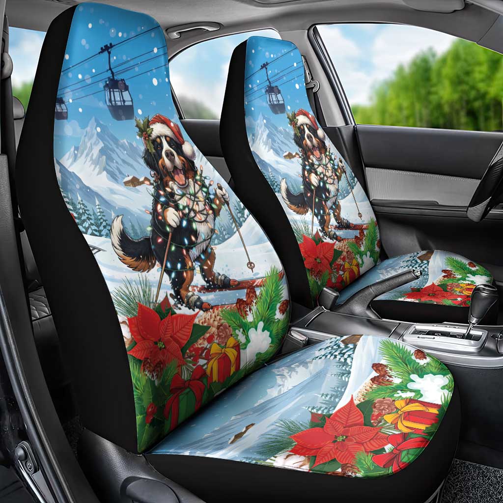 Switzerland Christmas Car Seat Cover Merry Swissmas Bernese Mountain Dog - Wonder Print Shop