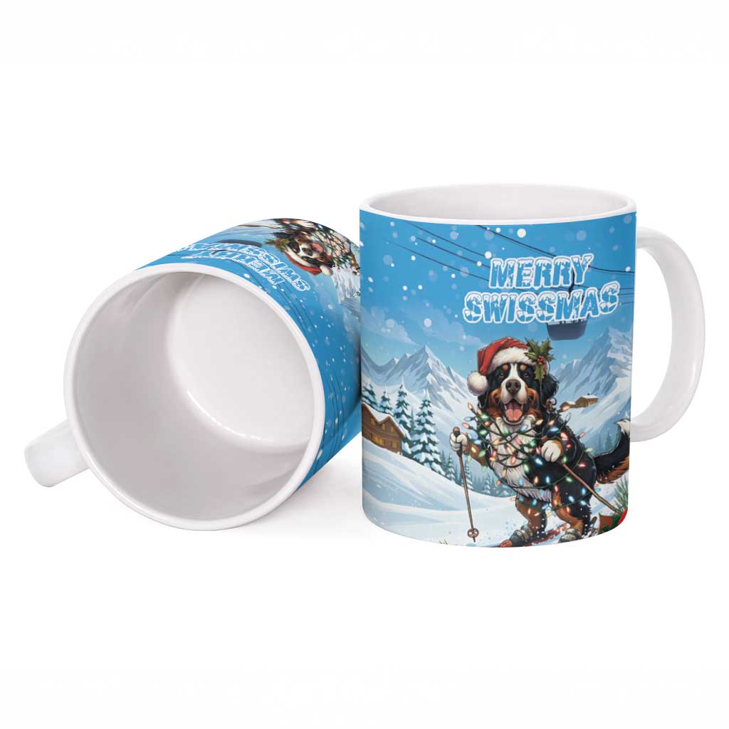 Switzerland Christmas Ceramic Mug Merry Swissmas Bernese Mountain Dog - Wonder Print Shop