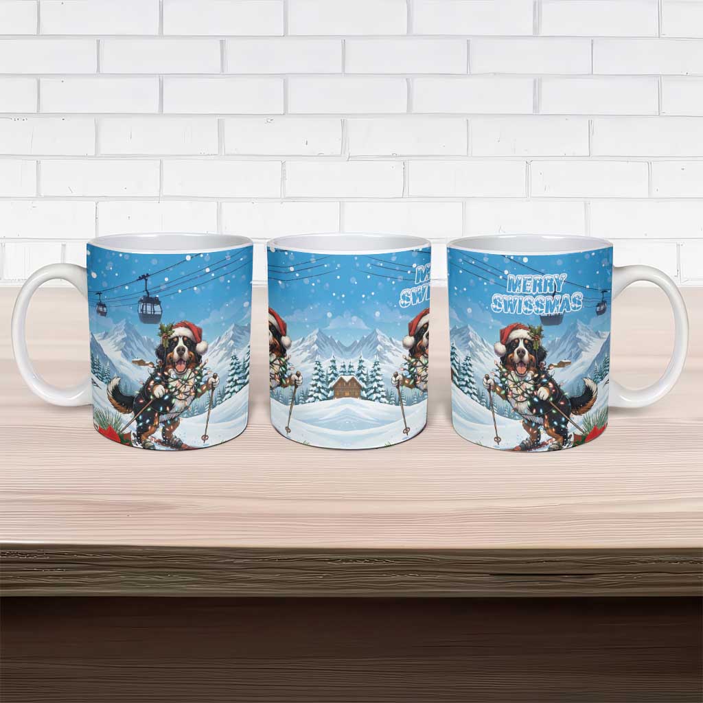 Switzerland Christmas Ceramic Mug Merry Swissmas Bernese Mountain Dog - Wonder Print Shop