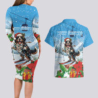 Switzerland Christmas Couples Matching Long Sleeve Bodycon Dress and Hawaiian Shirt Merry Swissmas Bernese Mountain Dog - Wonder Print Shop