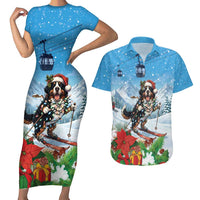 Switzerland Christmas Couples Matching Short Sleeve Bodycon Dress and Hawaiian Shirt Merry Swissmas Bernese Mountain Dog - Wonder Print Shop