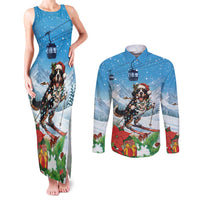 Switzerland Christmas Couples Matching Tank Maxi Dress and Long Sleeve Button Shirt Merry Swissmas Bernese Mountain Dog - Wonder Print Shop