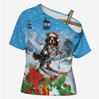 Switzerland Christmas Cross Shoulder Shirt Merry Swissmas Bernese Mountain Dog - Wonder Print Shop