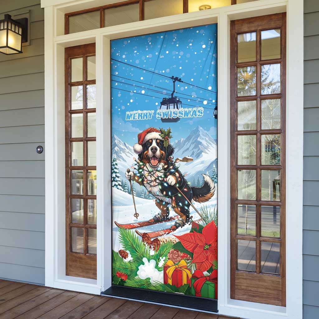 Switzerland Christmas Door Cover Merry Swissmas Bernese Mountain Dog - Wonder Print Shop