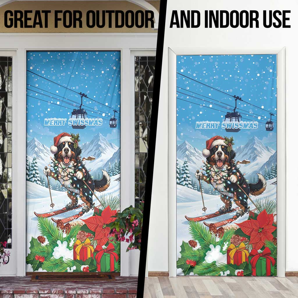 Switzerland Christmas Door Cover Merry Swissmas Bernese Mountain Dog - Wonder Print Shop
