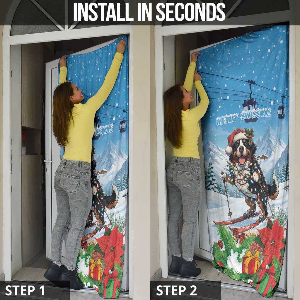 Switzerland Christmas Door Cover Merry Swissmas Bernese Mountain Dog - Wonder Print Shop