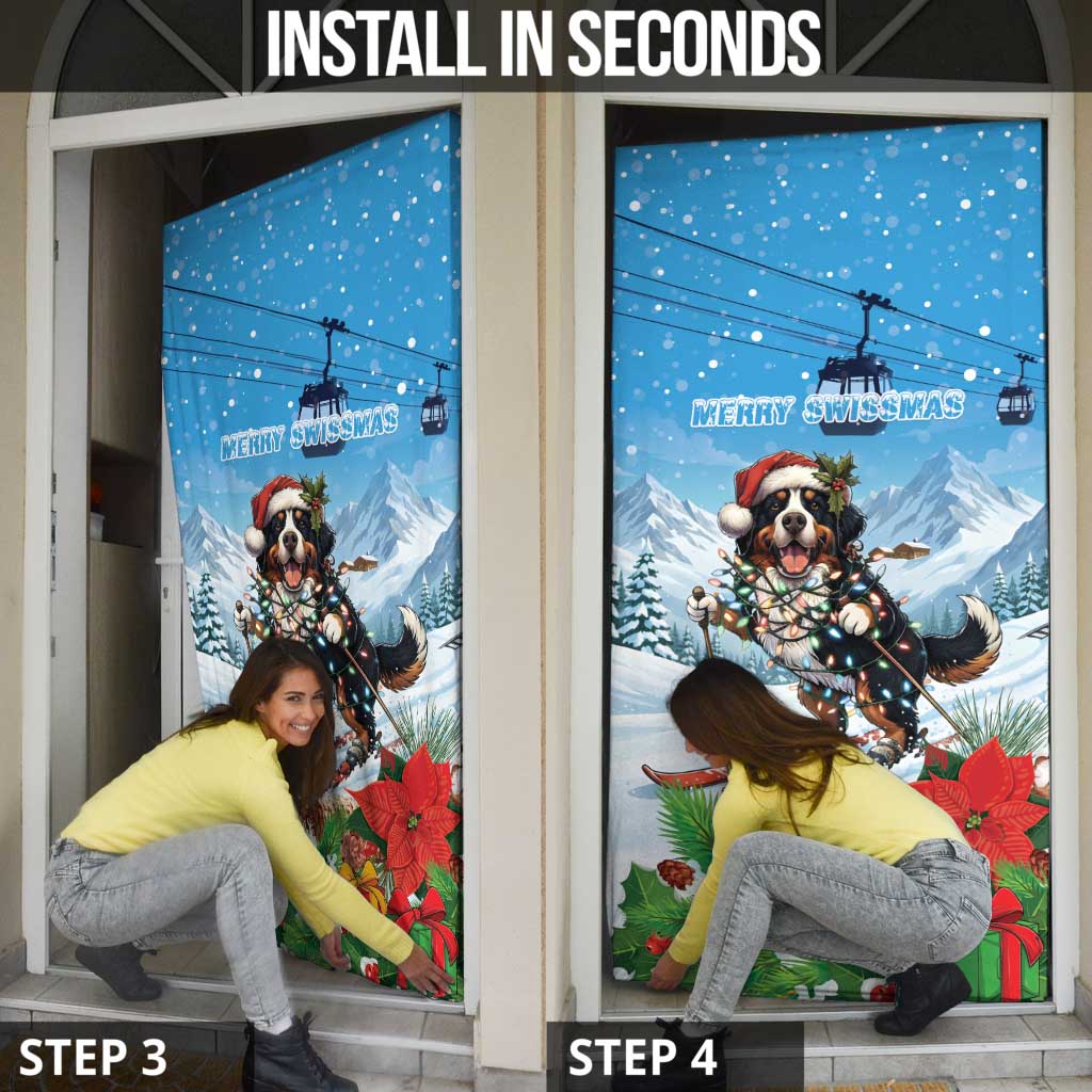Switzerland Christmas Door Cover Merry Swissmas Bernese Mountain Dog - Wonder Print Shop