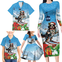 Switzerland Christmas Family Matching Long Sleeve Bodycon Dress and Hawaiian Shirt Merry Swissmas Bernese Mountain Dog - Wonder Print Shop