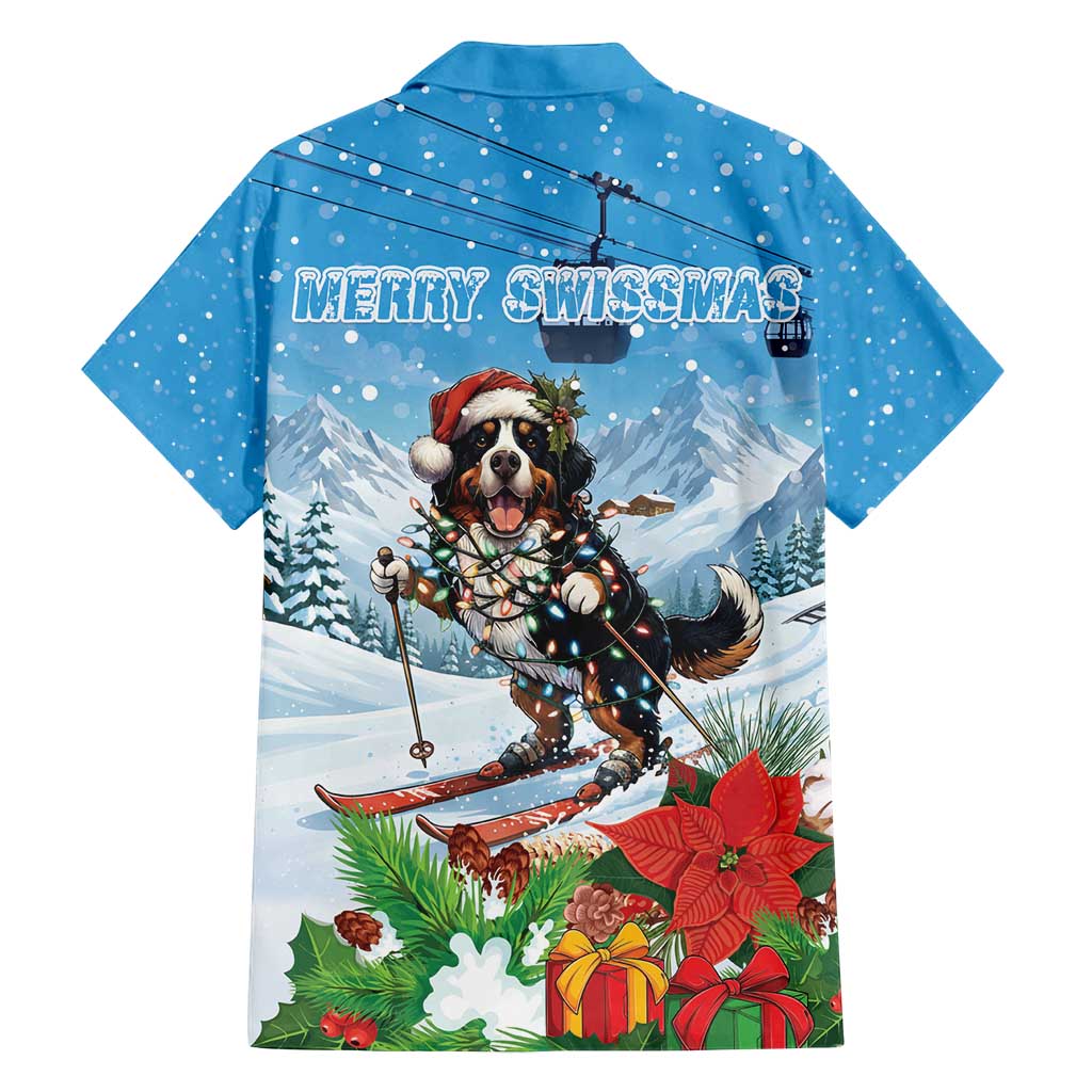 Switzerland Christmas Family Matching Long Sleeve Bodycon Dress and Hawaiian Shirt Merry Swissmas Bernese Mountain Dog - Wonder Print Shop
