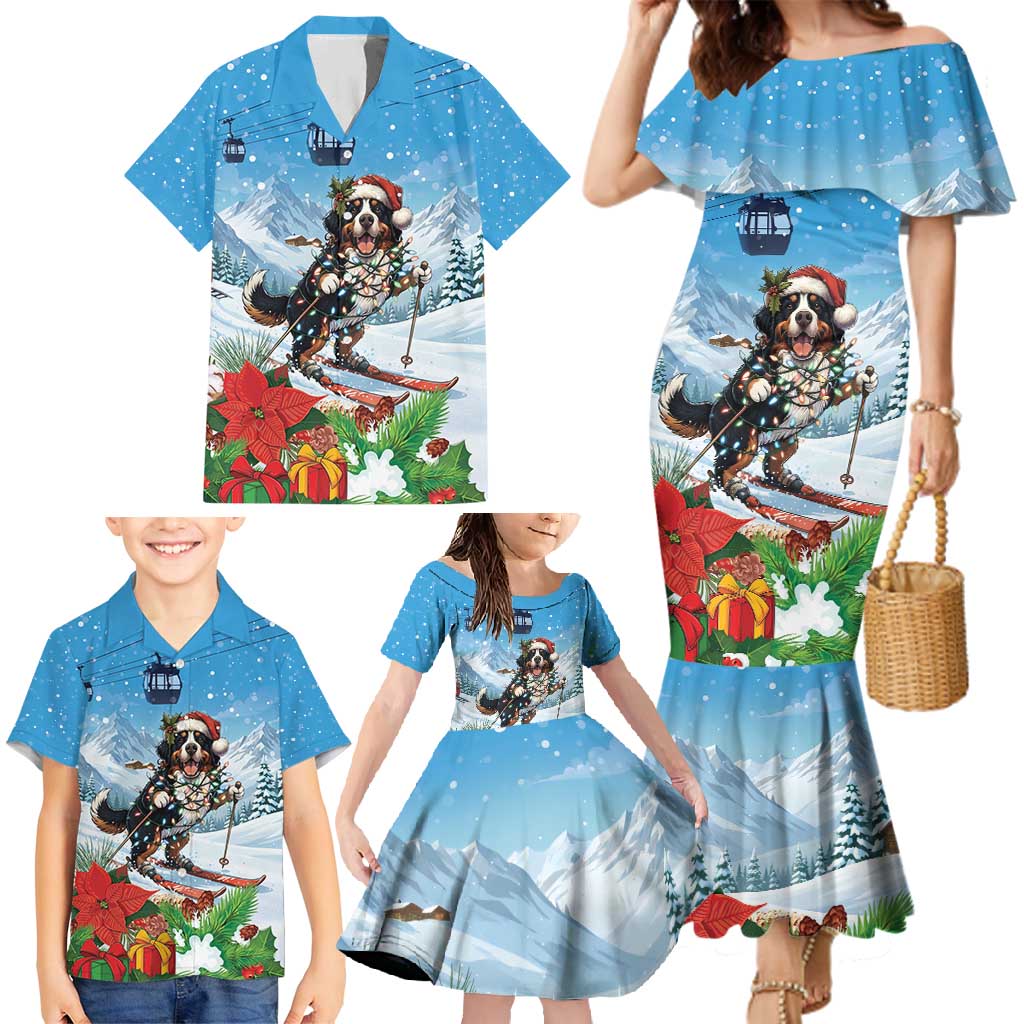 Switzerland Christmas Family Matching Mermaid Dress and Hawaiian Shirt Merry Swissmas Bernese Mountain Dog - Wonder Print Shop