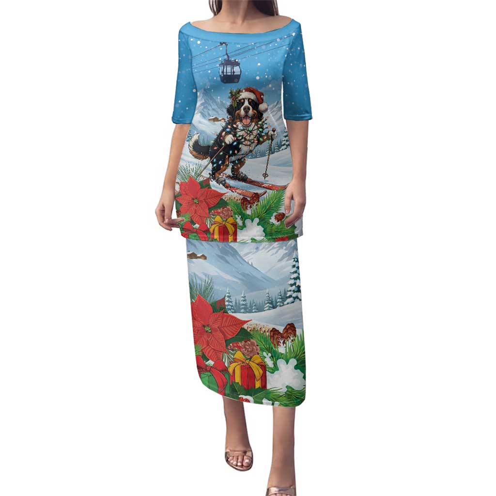 Switzerland Christmas Family Matching Puletasi and Hawaiian Shirt Merry Swissmas Bernese Mountain Dog - Wonder Print Shop