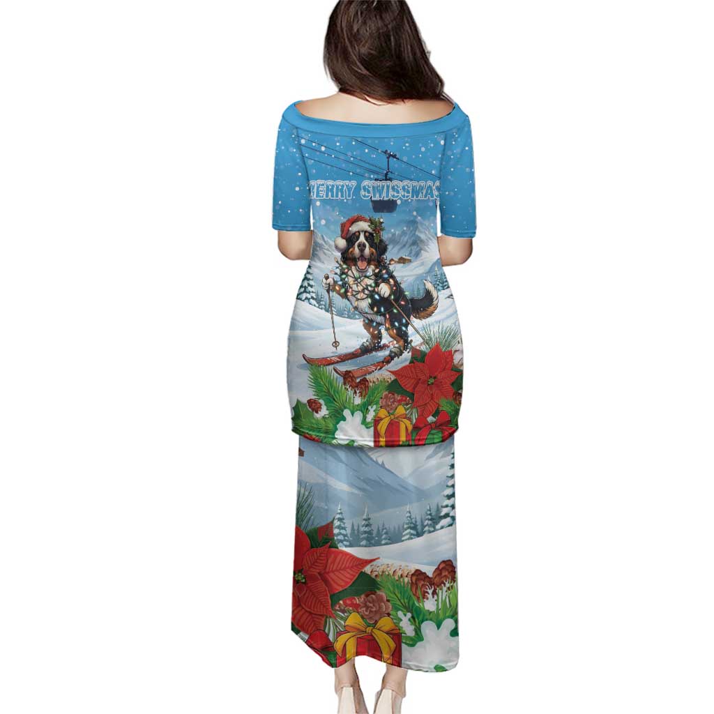 Switzerland Christmas Family Matching Puletasi and Hawaiian Shirt Merry Swissmas Bernese Mountain Dog - Wonder Print Shop