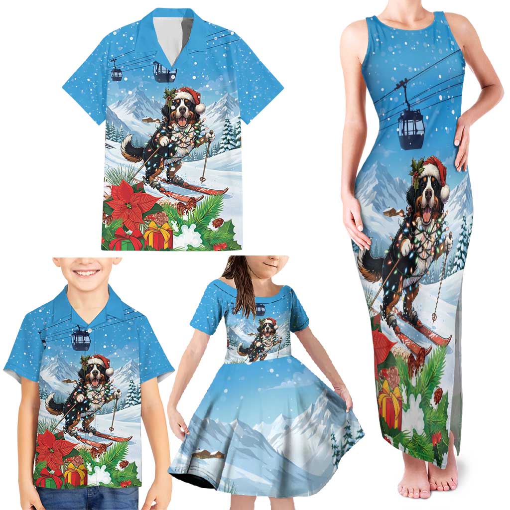 Switzerland Christmas Family Matching Tank Maxi Dress and Hawaiian Shirt Merry Swissmas Bernese Mountain Dog - Wonder Print Shop