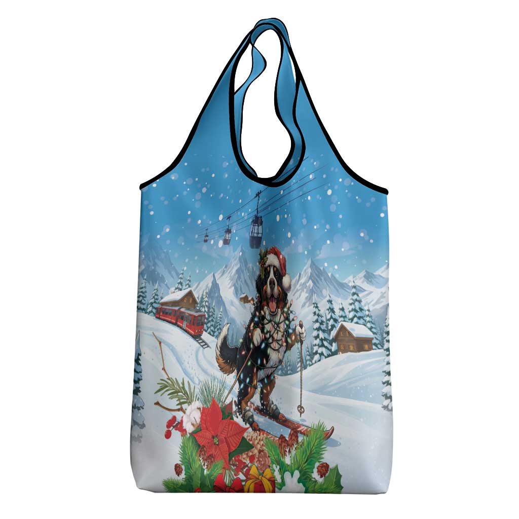 Switzerland Christmas Grocery Bag Merry Swissmas Bernese Mountain Dog - Wonder Print Shop