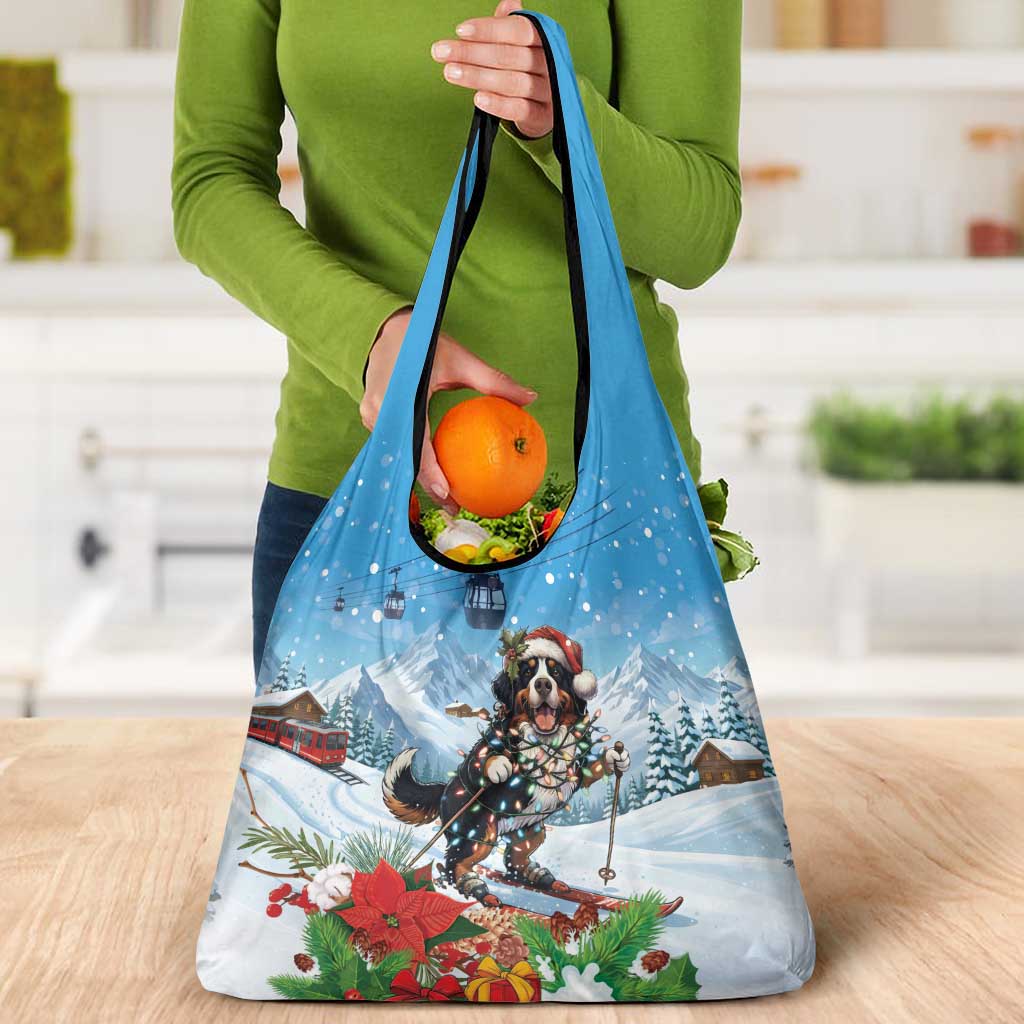 Switzerland Christmas Grocery Bag Merry Swissmas Bernese Mountain Dog - Wonder Print Shop