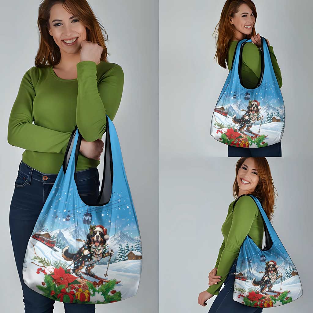 Switzerland Christmas Grocery Bag Merry Swissmas Bernese Mountain Dog - Wonder Print Shop