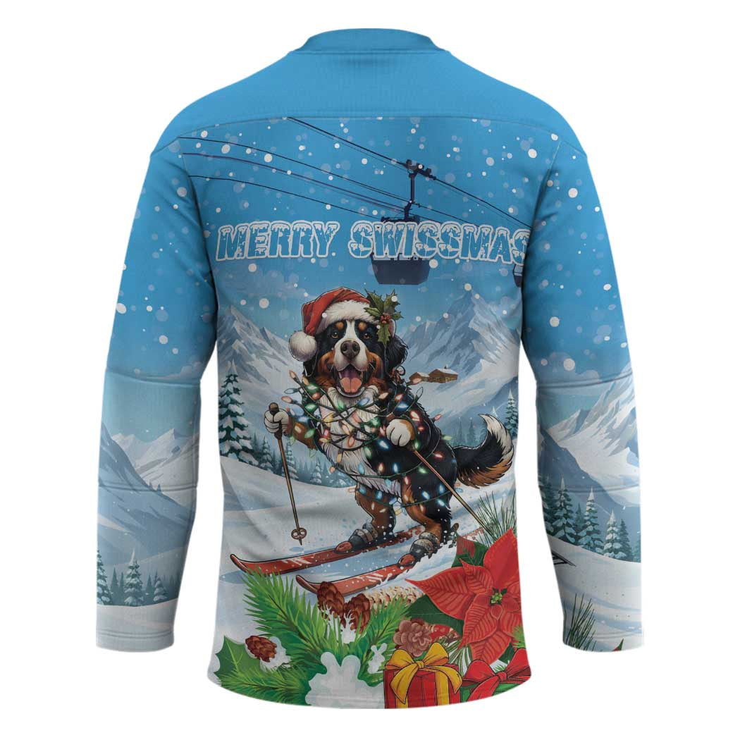 Switzerland Christmas Hockey Jersey Merry Swissmas Bernese Mountain Dog - Wonder Print Shop