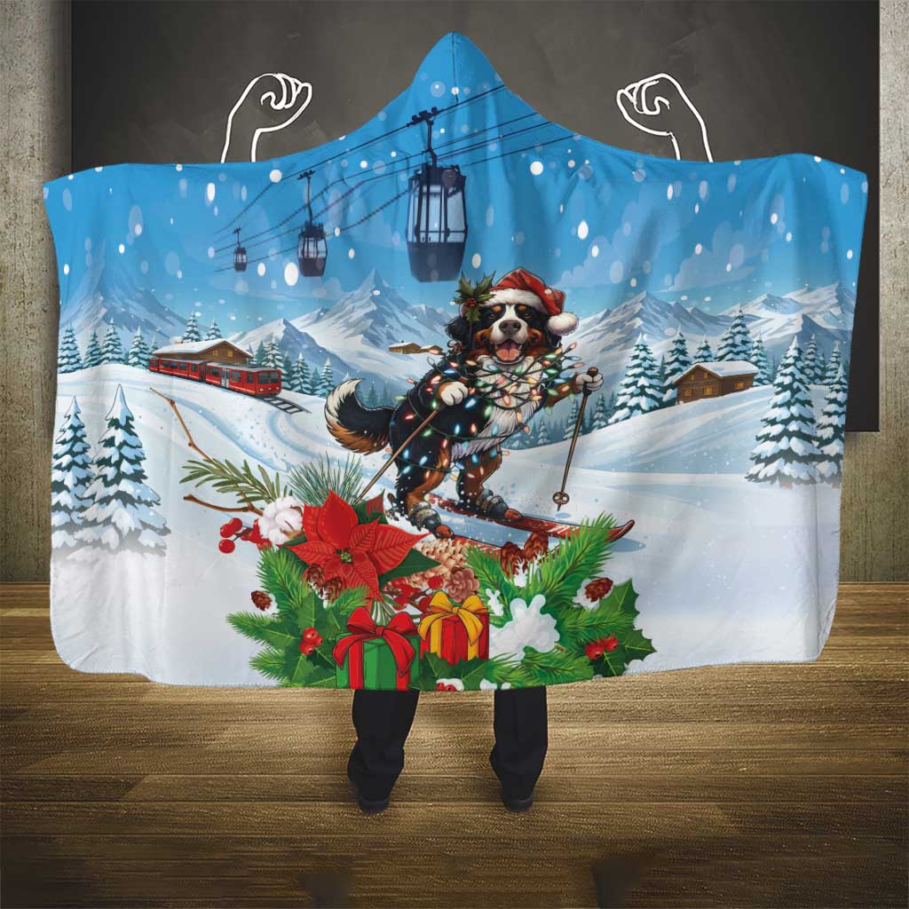 Switzerland Christmas Hooded Blanket Merry Swissmas Bernese Mountain Dog - Wonder Print Shop