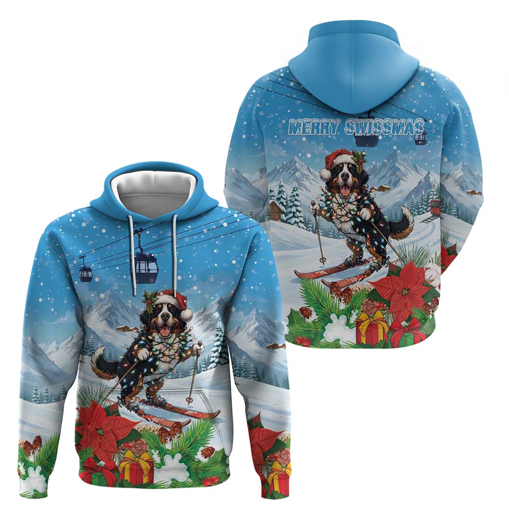 Switzerland Christmas Hoodie Merry Swissmas Bernese Mountain Dog - Wonder Print Shop